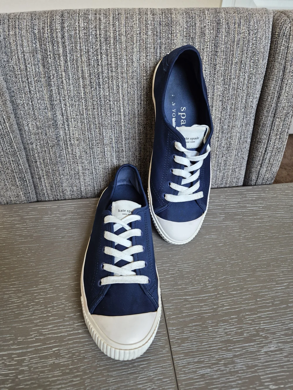 kate spade Tennison Navy Canvas Low-Top Sneakers with White Laces